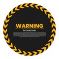 Under construction banner with yellow warning sign symbolizing business caution and quality in black tape design. Black and yellow Royalty Free Stock Photo