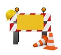 Under Construction Barrier, Traffic Cones and Safety Helmet Royalty Free Stock Photo