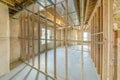 Under construction basement with hardwood frames and plastic vapor barrier Royalty Free Stock Photo