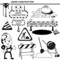 Under construction black signs