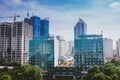 High-rise buildings in Hanoi in the blue sky. Including concrete and glass buildings and buildings under construction. Royalty Free Stock Photo