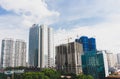 High-rise buildings in Hanoi in the blue sky. Including concrete and glass buildings and buildings under construction. Royalty Free Stock Photo