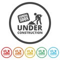 Under construction coming soon icon. Set icons in color circle buttons Royalty Free Stock Photo