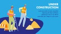 Under Construction Flat Web Banner with Text Space Royalty Free Stock Photo