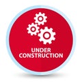 Under construction (gears icon) flat prime red round button