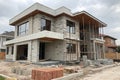Under construction house with concrete block structure Royalty Free Stock Photo