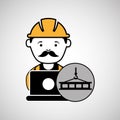 Under construction laptop worker crane Royalty Free Stock Photo