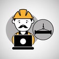 Under construction laptop worker hook tool Royalty Free Stock Photo