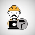 Under construction laptop worker paint roller Royalty Free Stock Photo