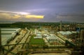 The under construction Large industrial plant site in evening light Royalty Free Stock Photo