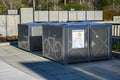 Under construction Mercer Island commuter rail station bike lockup cages