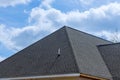 Rooftop construction on roof covered asphalt shingles roofing construction new house Royalty Free Stock Photo