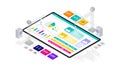 Under construction programming website dashboard development 3d isometric illustration Royalty Free Stock Photo
