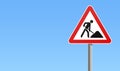 Under construction road traffic sign sky background