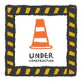 Under construction sign in cartoon style Royalty Free Stock Photo