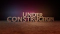 Under Construction sign 3d illustration. Concrete letters on the wall. Royalty Free Stock Photo