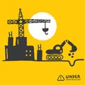 Under construction signs in cartoon style Royalty Free Stock Photo