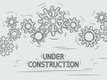 Under construction. Sketch gears, hand drawn mechanical gear wheels mechanism vector Illustration