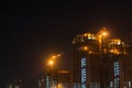 Gurgaon Noida sky scraper under construction at night