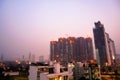 Under construction skyscraper shot at dusk in noida gurgaon