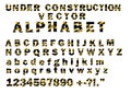 Under Construction Striped Pattern Style Vector Letters Alphabet Font