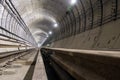 Under construction subway tunnel of reinforced concrete tubes Royalty Free Stock Photo