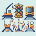 Under construction transit signal. Generative ai for illustrations Royalty Free Stock Photo