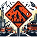 Under construction transit signal. Hammer silhouette. Vector illustration Generative ai for illustrations Royalty Free Stock Photo