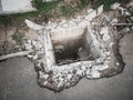 Under construction underground drain. Royalty Free Stock Photo