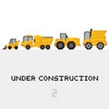 Under construction vehicles vector set in pixel Royalty Free Stock Photo