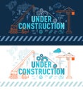 Under construction web page banner concept with thin line flat design Royalty Free Stock Photo