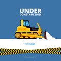 Under construction web page. bulldozer and danger