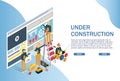 Under construction website page, web banner vector template Royalty Free Stock Photo