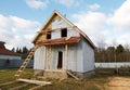 The under construction wooden house Royalty Free Stock Photo
