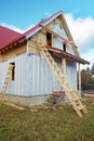The under construction wooden house Royalty Free Stock Photo