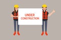 Under construction worker holding sign Royalty Free Stock Photo