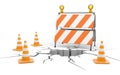 Under cunstruction. Roadblock and cones