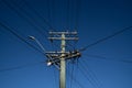 Under electric pole with clear blue sky at Oamaru, New Zealand Royalty Free Stock Photo