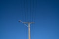 Under electric pole with clear blue sky at Oamaru, New Zealand Royalty Free Stock Photo