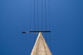 Under electric pole with clear blue sky at Oamaru, New Zealand Royalty Free Stock Photo