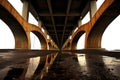 under a elevated highway. Ground POV. Transparent PNG file. Urban highway concrete street road. Royalty Free Stock Photo