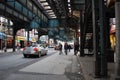 Under an elevated train in New York City