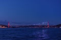Night view of the illuminated Martyrs' Bridge, Istanbul, Turkey