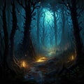 Moonlit Clearing in Banshee\'s Thicket - AI Generative By Halloween ai