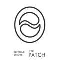 Under eye gel patches, oval layout pictogram. Outline logo, icon for skin care cosmetics. Black line minimalist art. Flat vector