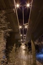 Under highway bridge at night Royalty Free Stock Photo