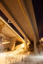 Under highway bridge at night Royalty Free Stock Photo