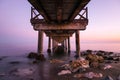 Under the jetty in Marbella at sunset Royalty Free Stock Photo