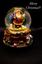 Under Magic Glass Dome Santa with White Snowball Gift Bag