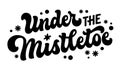 Under the mistletoe, trendy script lettering design template for Winter Holiday events. Christmas themed vector typography element Royalty Free Stock Photo